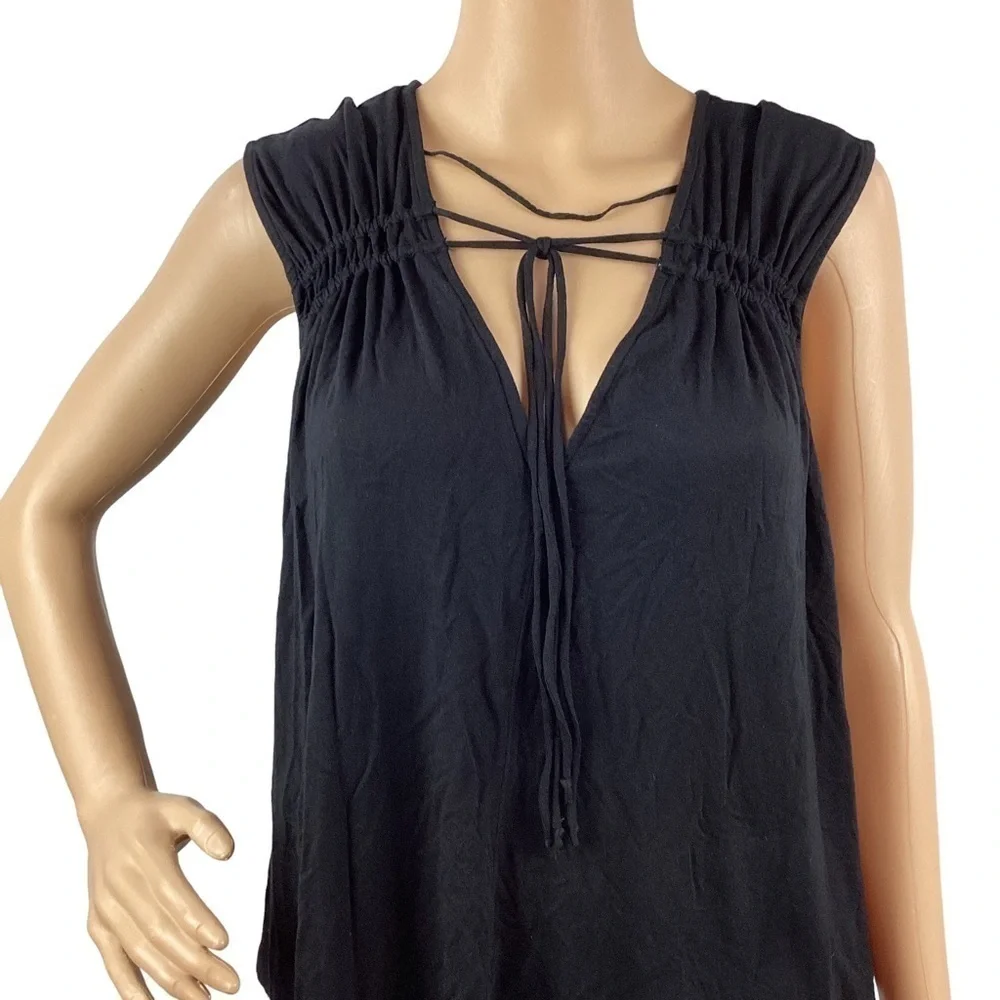 Free People Back in Town Top Size XS Black Tie Front